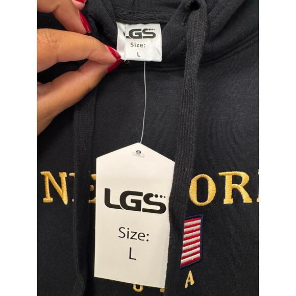 NWT New York Fleece Lined Cotton Blend NY Sweatshirt Black Hoodie Unisex Large - Picture 5 of 6